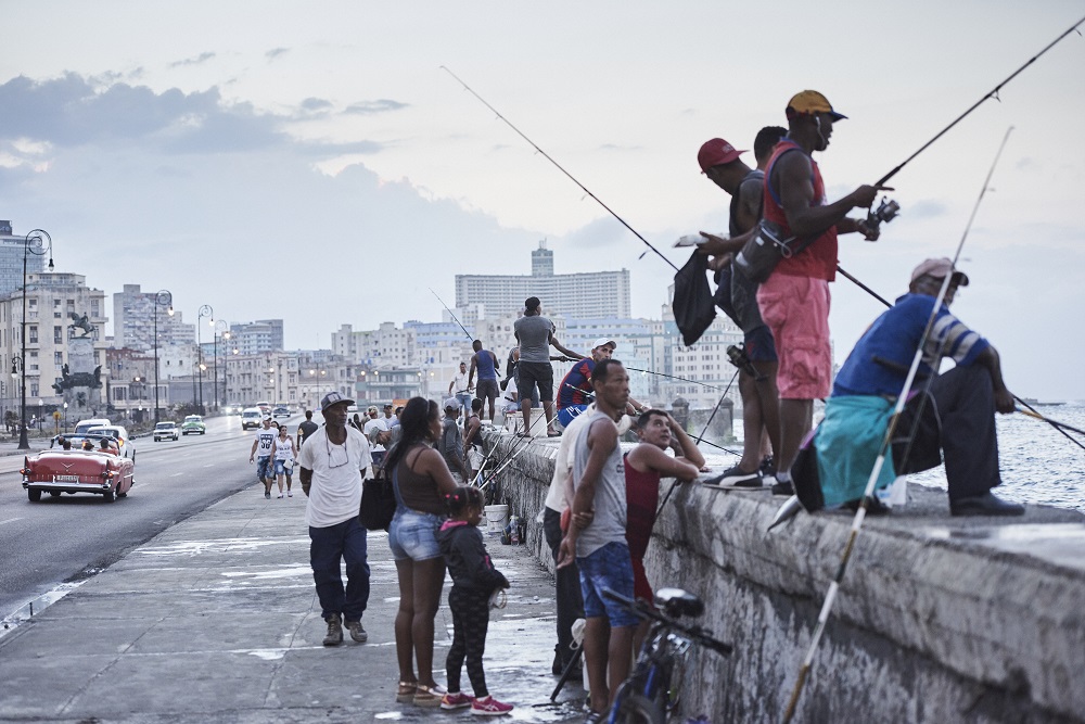 Cubans fishing in Havana's Malecon